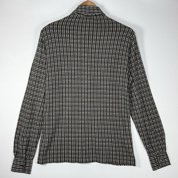 Vintage 70s Pierre Conte France Creation Jersey Shirt Men Size 4 Mod Houndstooth - Picture 5 of 14